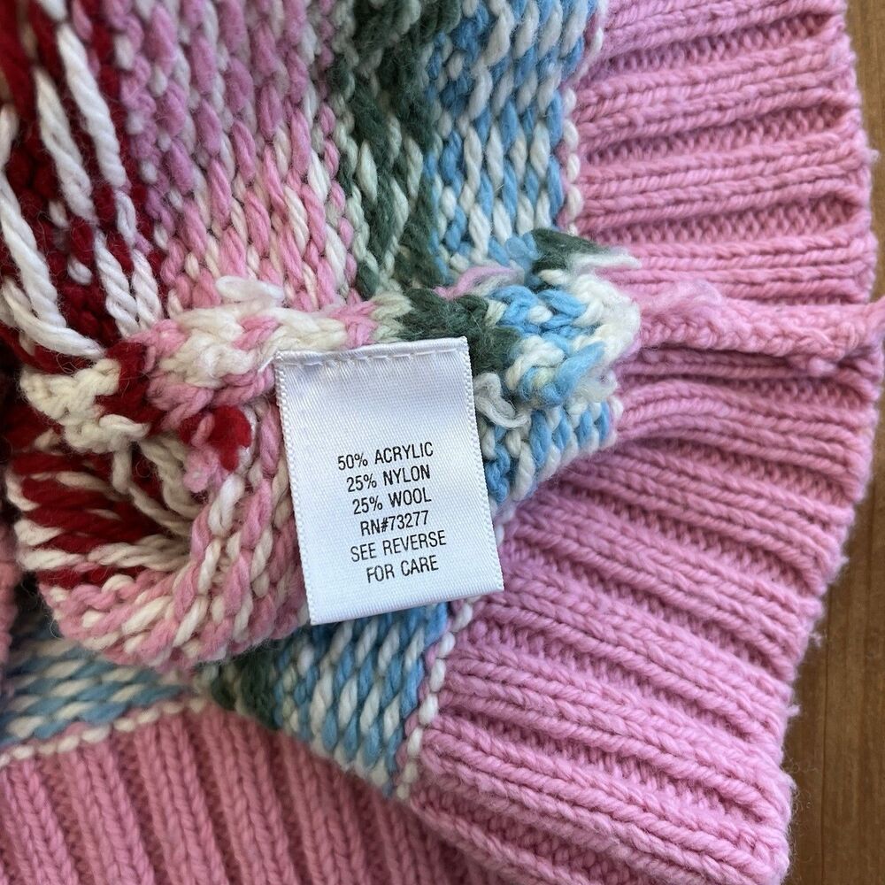 Vintage Y2K Cardigan Sweater Girls XL Fair Isle Full Zip Colorful Ski So Real - Picture 12 of 15